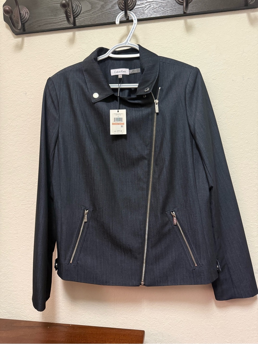 Calvin Klein Black Asymmetrical Zip Moto Jacket